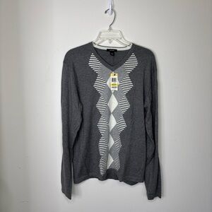 Alfani Heather Gray Cotton‎ Knitwear V-Neck Soft Knit Men’s Sweater Medium BNC3